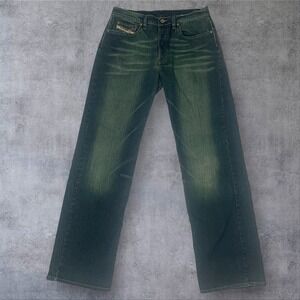 Vintage Diesel Denim Jeans Mens 32 Fits Sz 30 Green Blue Acid Wash Made In Italy